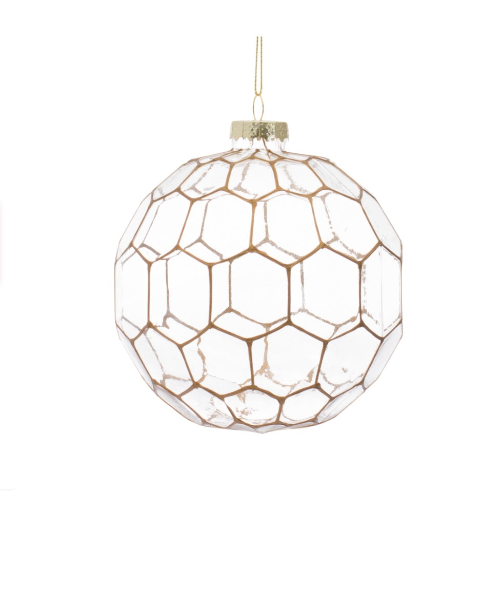 Glass Ball Ornament w Gold Detail-2 styles