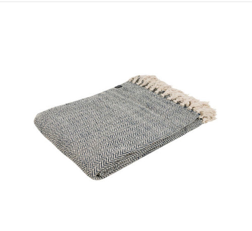 Herringbone Navy/Cream Throw