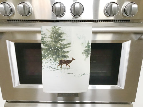 Winter theme tea towel
