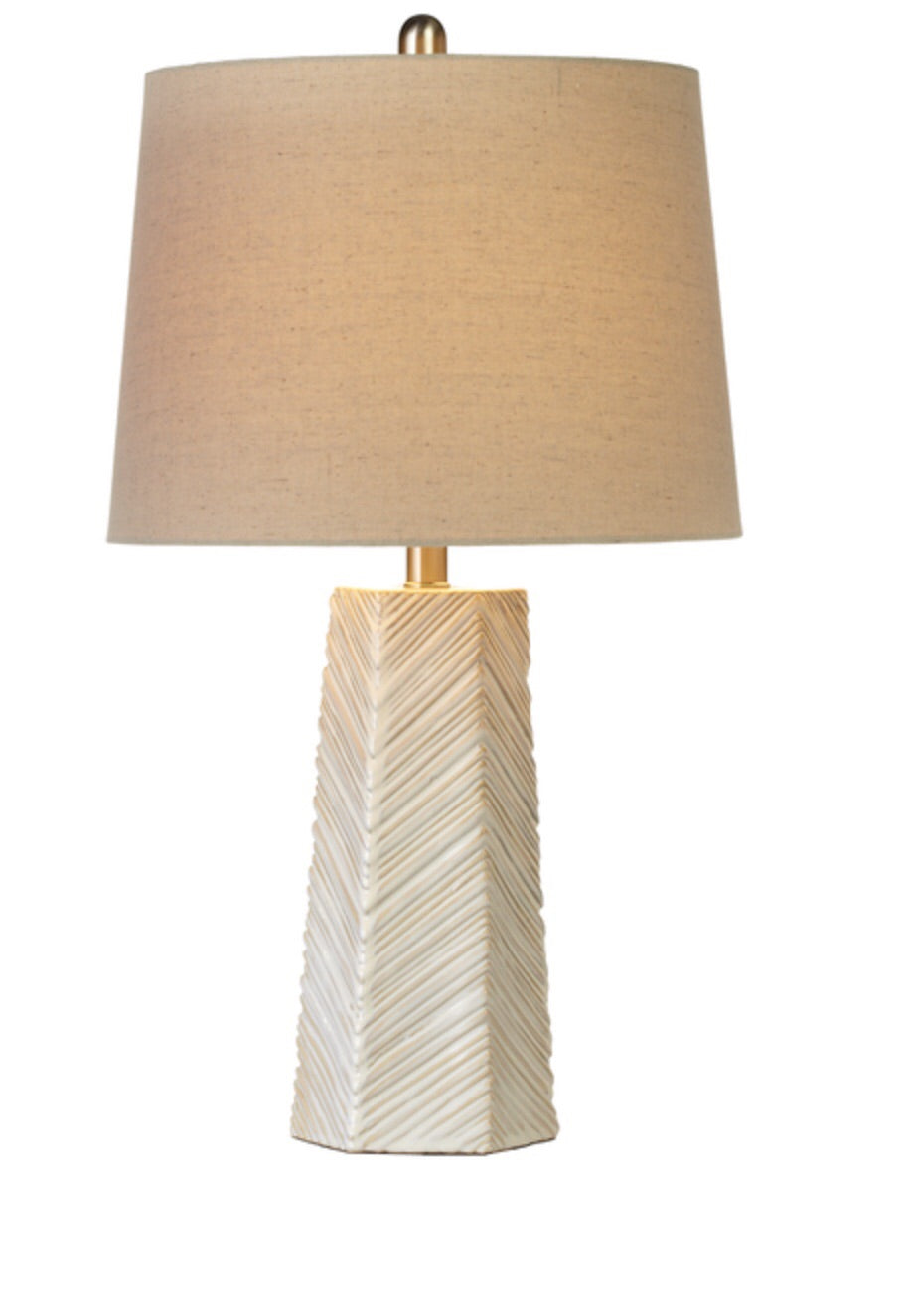Ivory chevron base table lamp