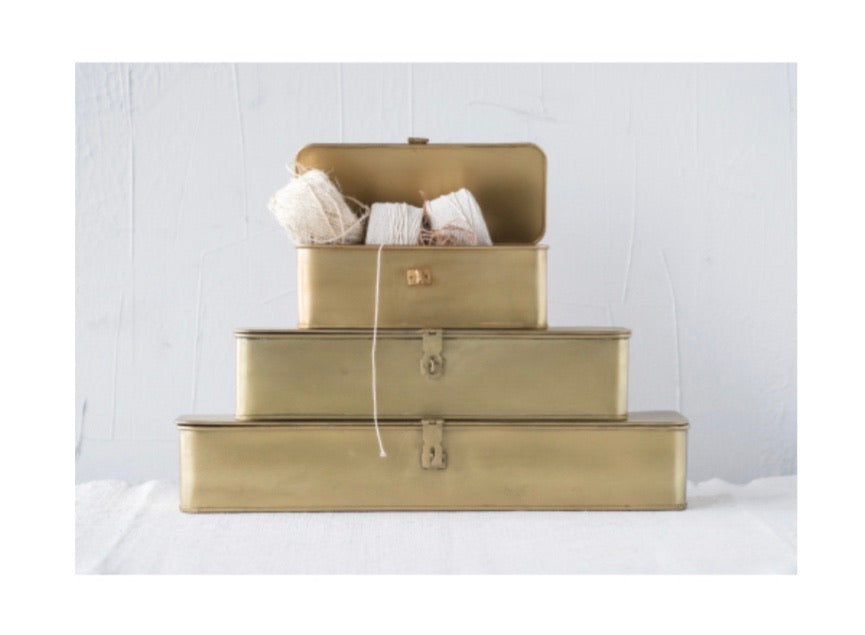 S/3 Long Brass Boxes