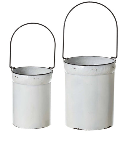 White enamel buckets -2sizes