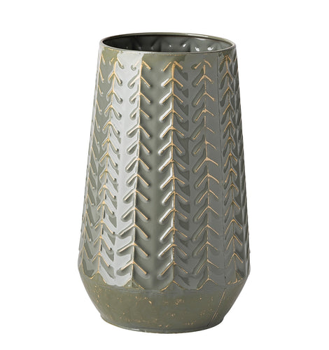 Chevron Ceramic Vase-Green