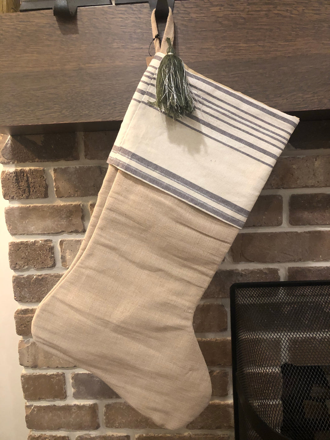 Beige stocking with silver stripe